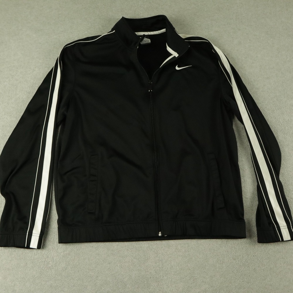 Nike Jacket Mens Medium Full Zip Activewear Track Mock Neck Black Long Sleeve